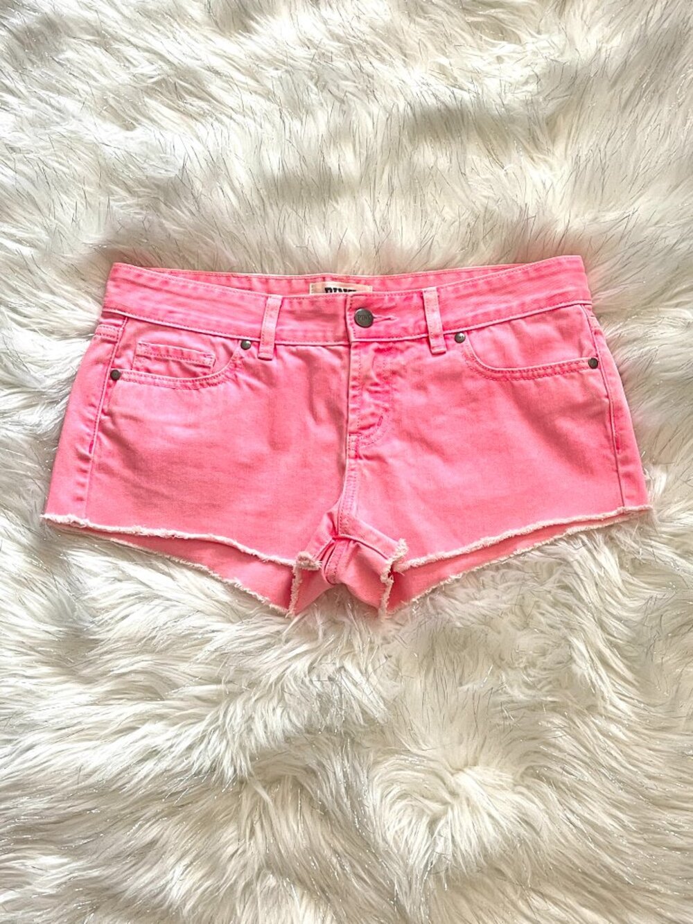 Victoria's Secret PINK Denim Jean Shorts Cutoff Frayed Hot Neon Pink 4